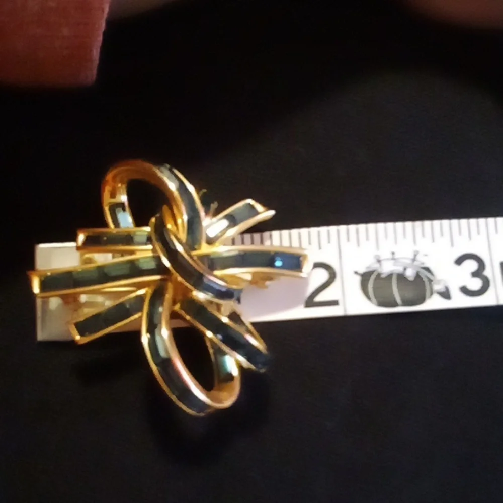 Signed Vintage Nolan Miller Sapphire Blue Baguette Brooch